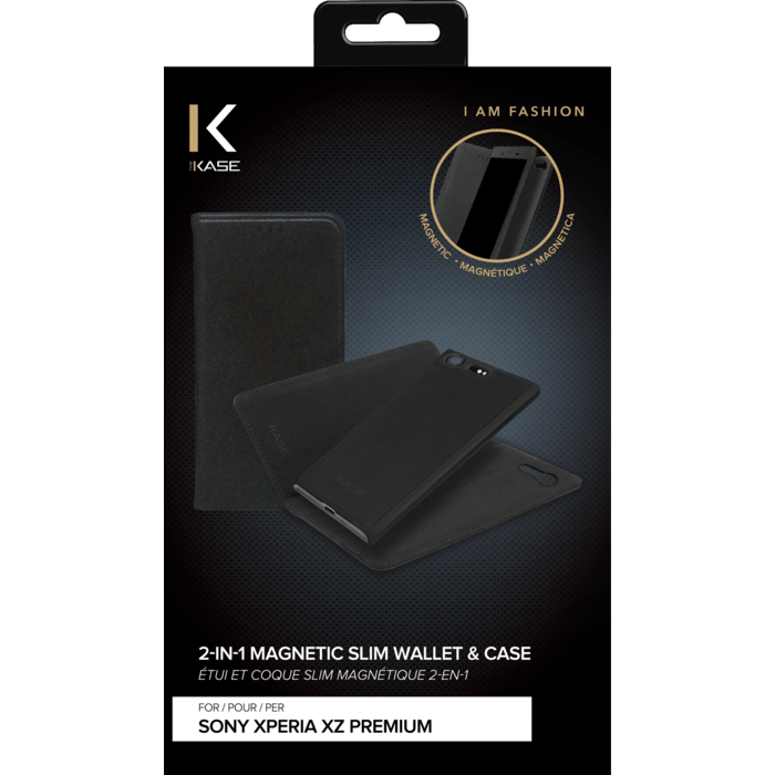 &Eacute;tui et Coque slim magn&eacute;tique 2-en-1 pour Sony Xperia XZ Premium, Noir