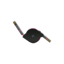 Case Lightning & Micro USB 2-in-1 retractable cable, Pink