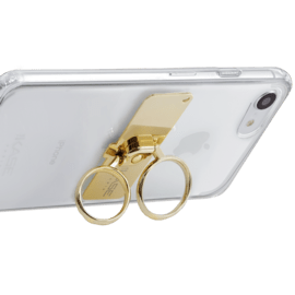 Double Anneaux Accroche & Support Smartphone, Barre M&eacute;tallique Dor&eacute;e