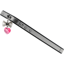 Jack Plug bijoux orn&eacute; de cristaux Swarovski, C&oelig;ur avec ruban, Rose