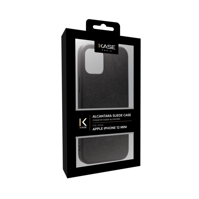 Coque en Su&egrave;de Alcantara pour Apple iPhone 12 mini, Noir Minuit