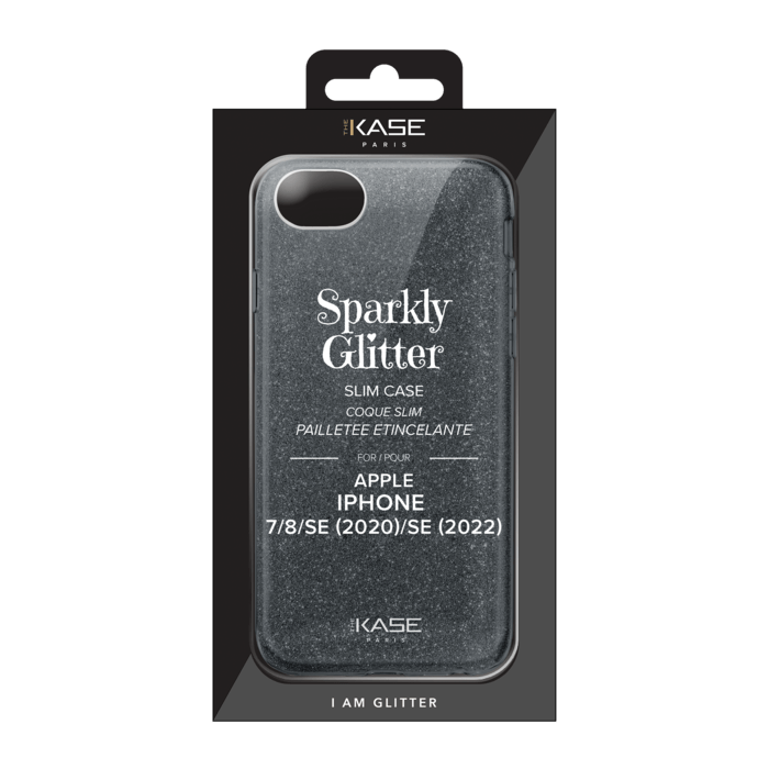 Custodia Slim Glitter Scintillante per Apple iPhone 7/8/SE 2020/SE 2022, Nera