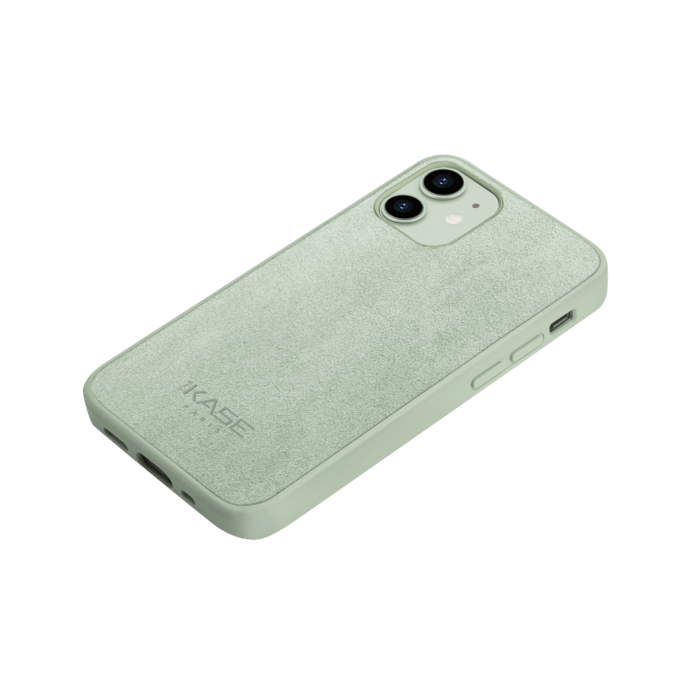 Coque en Su&egrave;de Alcantara pour Apple iPhone 12 mini, Vert Avocat