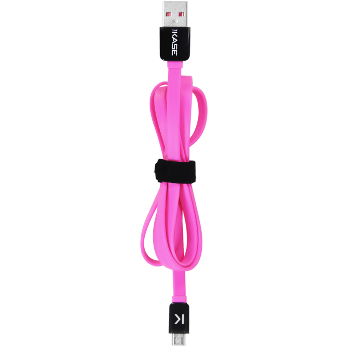 Cable plat vers Micro USB (1m) pour Android, Rose Bonbon