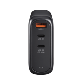 Chargeur secteur mural UE USB universel PowerPort Ultra Speed+ Charge Rapide 65W (QC 4+/Power Delivery), Noir