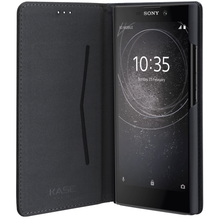 Custodia a conchiglia Folio con slot per schede e supporto per Sony Xperia L2, nero