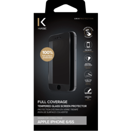 Protection d'&eacute;cran en verre tremp&eacute; (100% de surface couverte) pour iPhone 6/6s, Noir