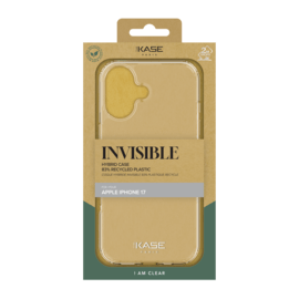 Coque hybride invisible fabriqu&eacute;e &agrave; 83 % de plastique recycl&eacute; pour Apple iPhone 17, transparente