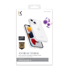 Coque antibact&eacute;rienne antichoc hybride invisible pour Apple iPhone 13, Transparente