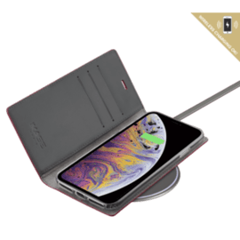Diarycase 2.0 Coque clapet en cuir véritable avec support aimanté pour Apple iPhone XS Max, Rouge Bordeaux