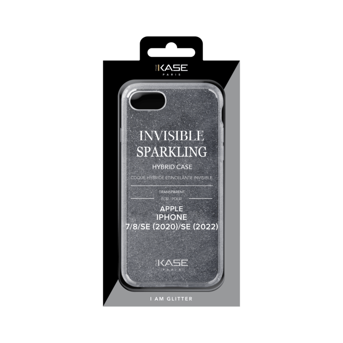 Coque hybride &eacute;tincelante invisible pour iPhone Apple 7/8/SE 2020/SE 2022, Transparente