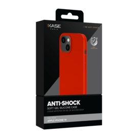 Coque antichoc en gel de silicone doux pour Apple iPhone 14, Rouge Ardent
