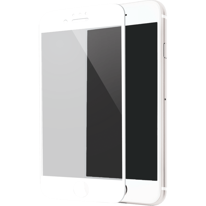 Protection d'&eacute;cran en verre tremp&eacute; (100% de surface couverte) pour Apple iPhone 6/6s/7/8, Blanc