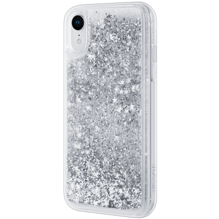 Bling Bling Coque paillet&eacute;e hybride pour Apple iPhone XR, Argent Galaxie