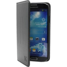 Coque Clapet avec Pochettes CB pour Samsung Galaxy S4, cuir de veau Picadilly Noir