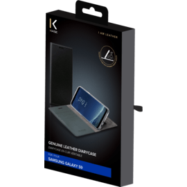 Diarycase Coque clapet en cuir véritable avec support aimanté pour Samsung Galaxy S9 , Noir Lézard