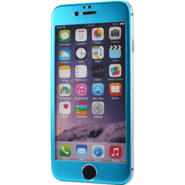 Protection d'&eacute;cran en Alliage de Titane et verre tremp&eacute; pour Apple iPhone 6/6s, Bleu