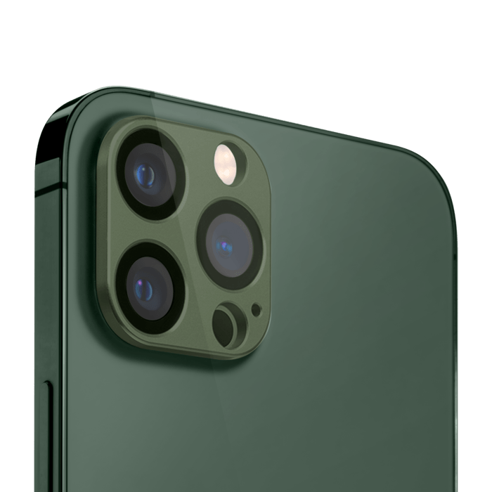 Protection en alliage métallique des objectifs photo pour Apple iPhone 13 Pro/13 Pro Max, Vert Avocat