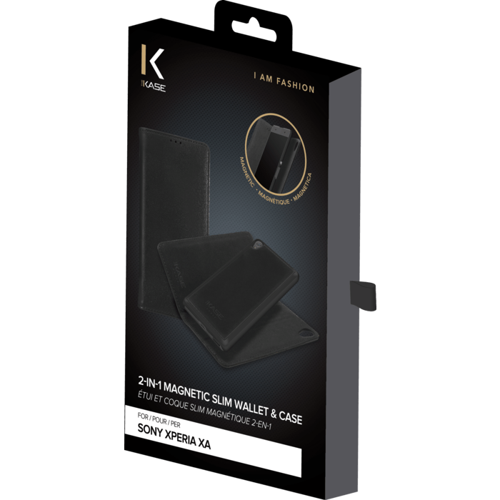 &Eacute;tui et Coque slim magn&eacute;tique 2-en-1 pour Sony Xperia XA, Noir