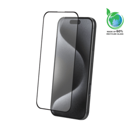 Protection d&rsquo;&eacute;cran antibact&eacute;rienne en verre tremp&eacute; ultra-r&eacute;sistant &agrave; bords incurv&eacute;s (60% verre tremp&eacute; recycl&eacute;) pour Apple iPhone 16 Pro, Noir