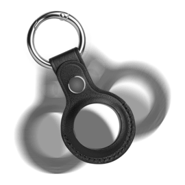 Porte-cl&eacute;s artisanal en cuir v&eacute;ritable pour Apple AirTag, Noir minuit