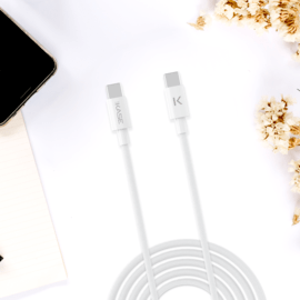 USB-C To USB-C 60W Double-Braided Fast Charge/Sync Cable (2M), White