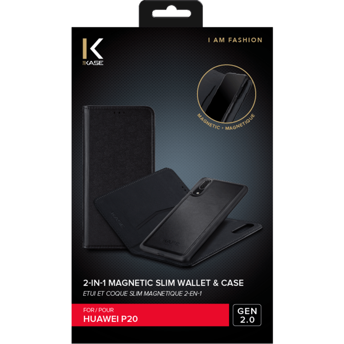 &Eacute;tui et Coque slim magn&eacute;tique 2-en-1 GEN 2.0 pour Huawei P20, Noir