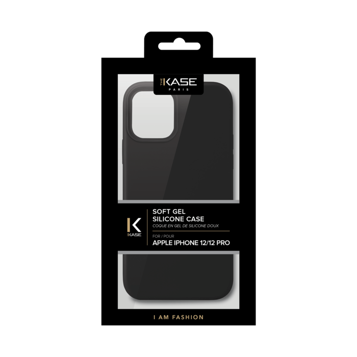 Coque en Gel de Silicone Doux pour iPhone 12/12 Pro, Noir satin
