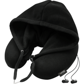 Hoodie Coussin de voyage avec des écouteurs bluetooth intégrés, Noir