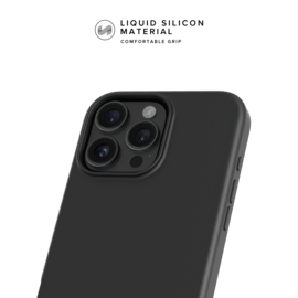 Coque antichoc en gel de silicone doux pour 55% de plastique recycl&eacute; Apple iPhone 16 Pro Max, Noir satin