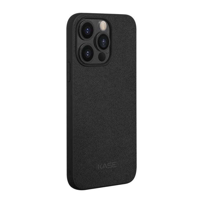 Coque en Su&egrave;de Alcantara pour Apple iPhone 14 Pro Max, Minuit Noir