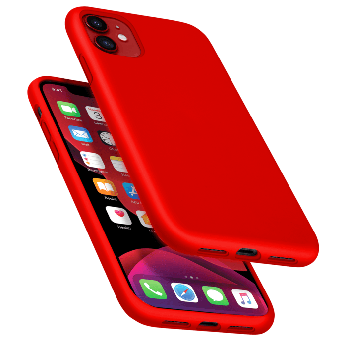 Custodia in silicone gel anti-shock per Apple iPhone 11, rosso fuoco
