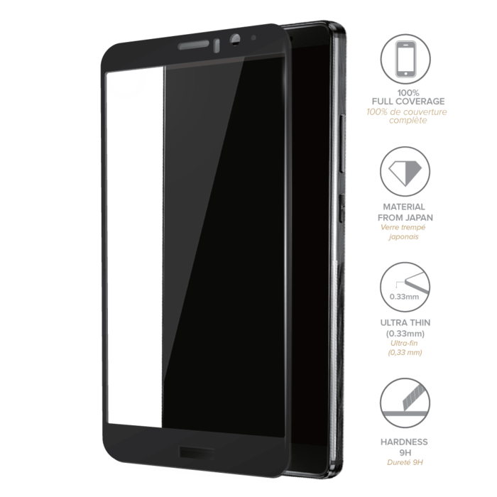 Protection d'&eacute;cran en verre tremp&eacute; (100% d surface couverte) pour Huawei Mate 9, Noir