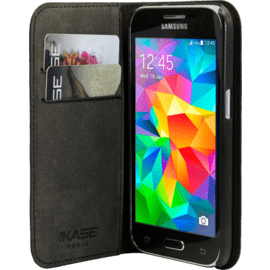 Coque clapet avec pochettes CB & stand pour Samsung Galaxy Core Prime G360, Noir