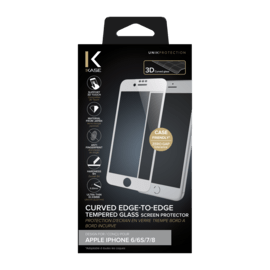 Curved Edge-to-Edge Tempered Glass Screen Protector for Apple iPhone 6/6s/7/8, White