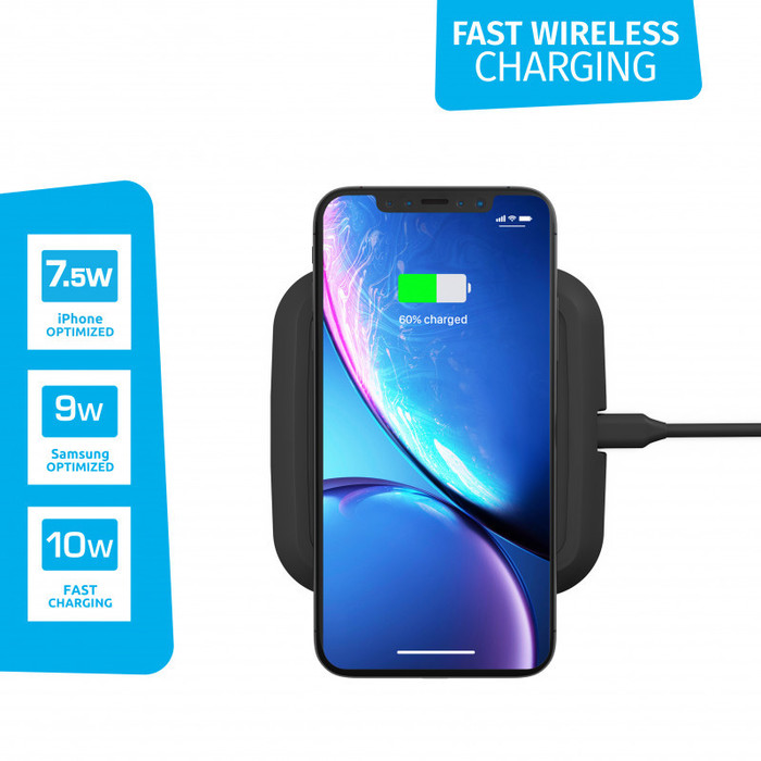 Chargeur par induction 10W / sans fil SINGLE - Certifi&eacute; QI - Certifi&eacute; Apple et Samsung