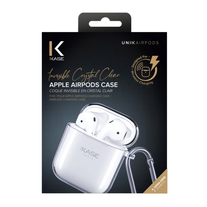 Invisible Crystal clear case for Apple AirPods compatible with wireless charging, Transparent