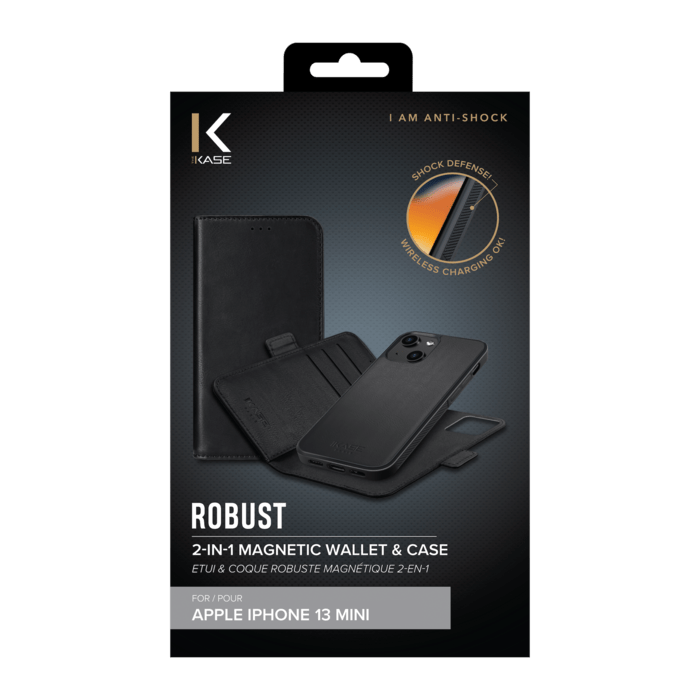 Etui & Coque robuste magn&eacute;tique 2-en-1 pour Apple iPhone 13 mini, Noir Onyx