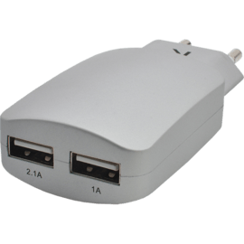 Chargeur Universel Double USB (EU) 3.1A, Argent