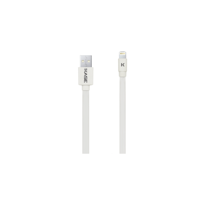 Câble Lightning Plat certifié MFi Apple vers USB (1m), Blanc