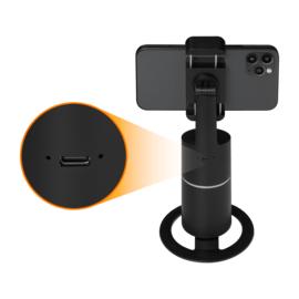 Support selfie pour smartphone avec suivi &agrave; 360&deg;, noir minuit