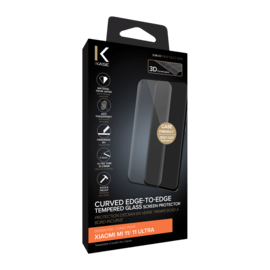 Protection d'&eacute;cran en verre tremp&eacute; Bord &agrave; Bord Incurv&eacute; pour Xiaomi Mi 11/11 Ultra, Noir