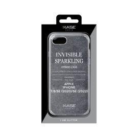 Coque hybride &eacute;tincelante invisible pour iPhone Apple 7/8/SE 2020/SE 2022, Transparente