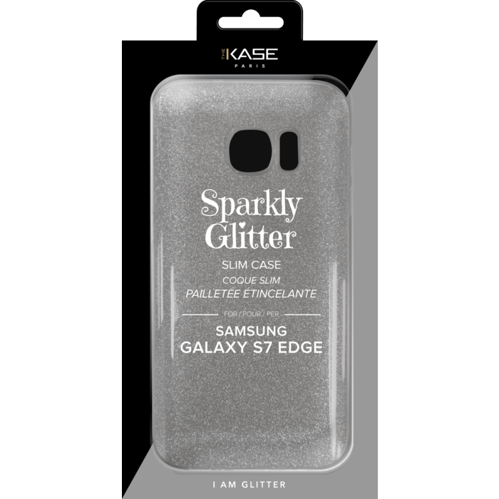Coque slim pailletée étincelante pour Samsung Galaxy S7 Edge, Argent
