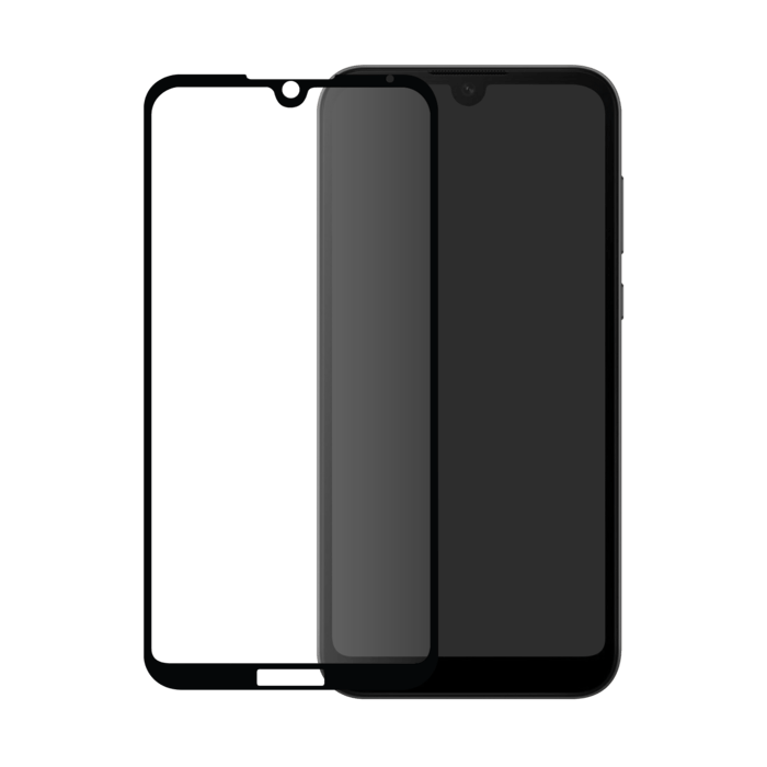 (O) Protection d'écran en verre trempé (100% de surface couverte) pour huawei Y5 2019, Noir
