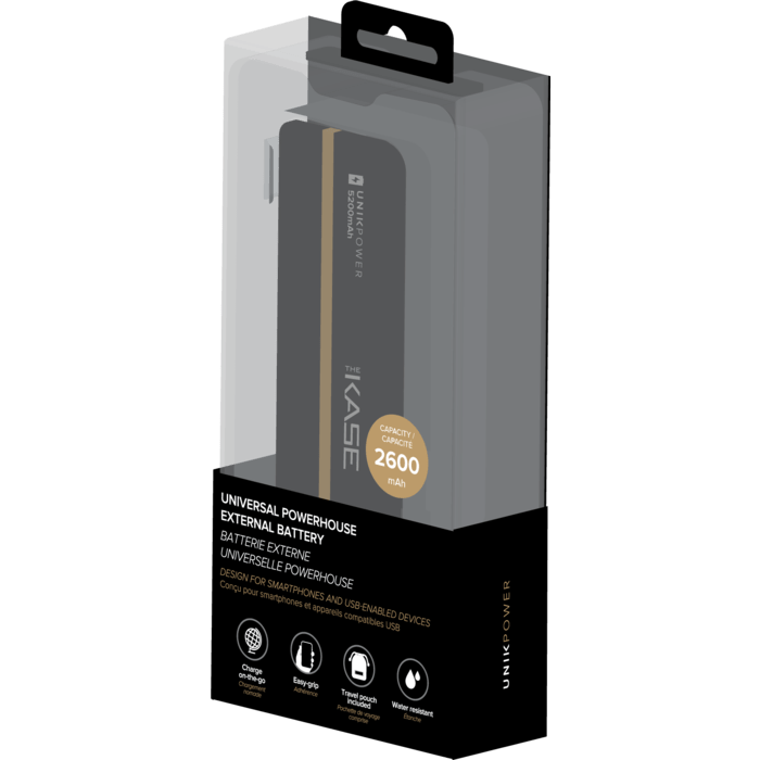 PowerHouse Universelle batterie externe, 2600 mAh, Noir