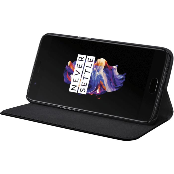 Coque clapet folio avec fente pour cartes & support pour OnePlus 5, Noir