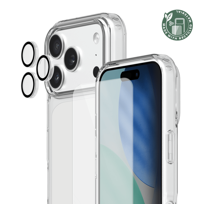 Pack combin&eacute; 3 en 1 (Coque Hybride Invisible, &Eacute;cran en Verre Tremp&eacute; de Qualit&eacute; Sup&eacute;rieure et Protecteur de l&rsquo;objectif de la cam&eacute;ra) pour Apple iPhone 17 Pro, Transparente