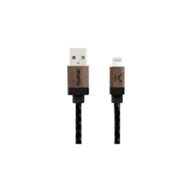 Case Genuine Leather Walnut Wood Apple MFi certified Lightning Charge/Sync Cable (0.3M) Black