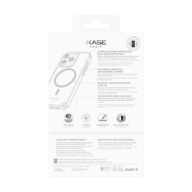 Coque antibact&eacute;rienne antichoc magn&eacute;tique invisible Fabriqu&eacute; Avec du 75% Plastique Recycl&eacute; pour Apple iPhone 15 Pro Max, Transparente